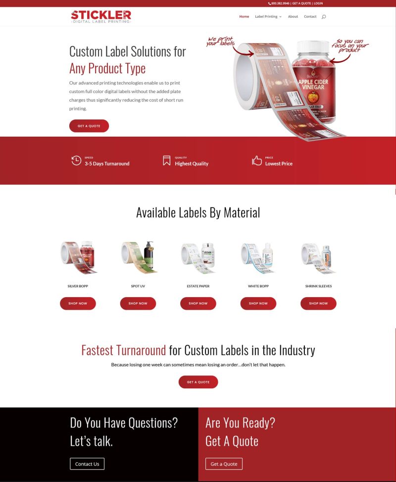 Label printing B2B project preview