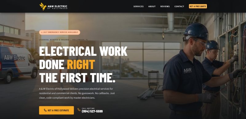 Hollywood FL Electric Contractor website design