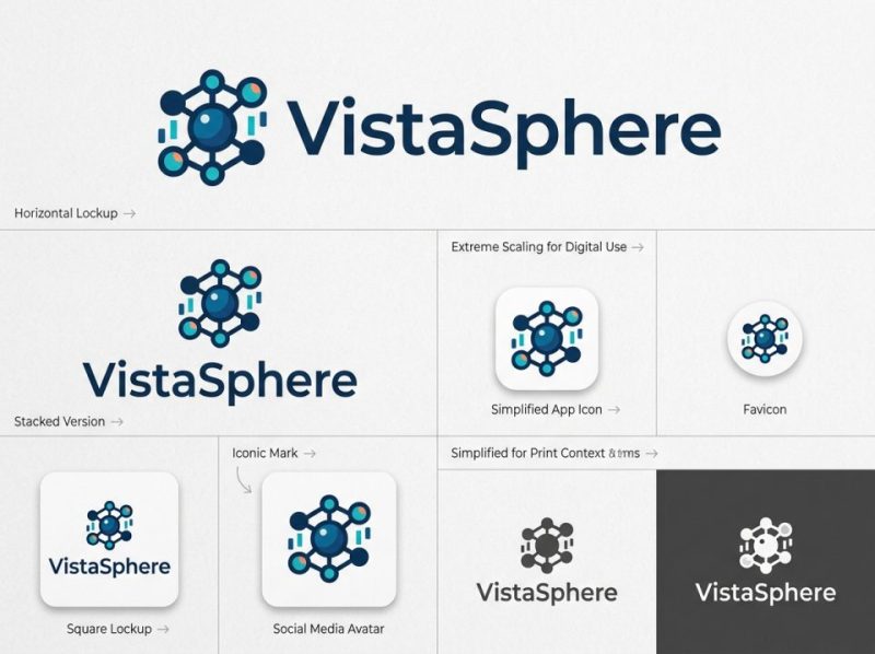 Visual representation of a logo system adapting its design for various digital and print applications, ensuring brand consistency.