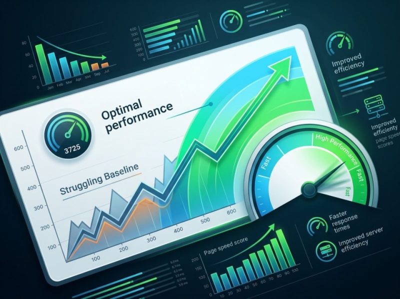 Performance graph showing significant website speed improvements after managed updates.
