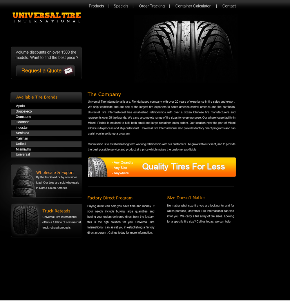 Tire Wholesaler B2B Webdesign,