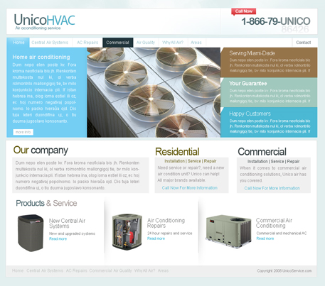 Unico HVAC webdesign