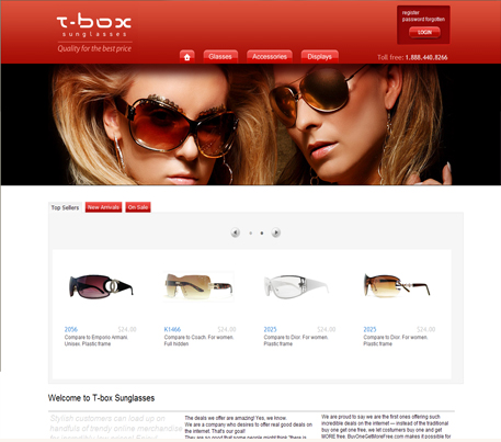 Sunglasses webdesign,